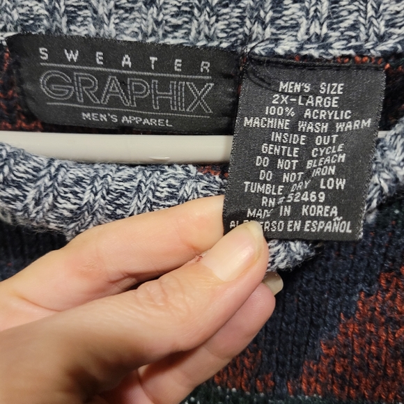 Vintage Men's Sweater Graphix Geometric Multicolor Sweater EUC Size 2X-Large - Picture 2 of 3